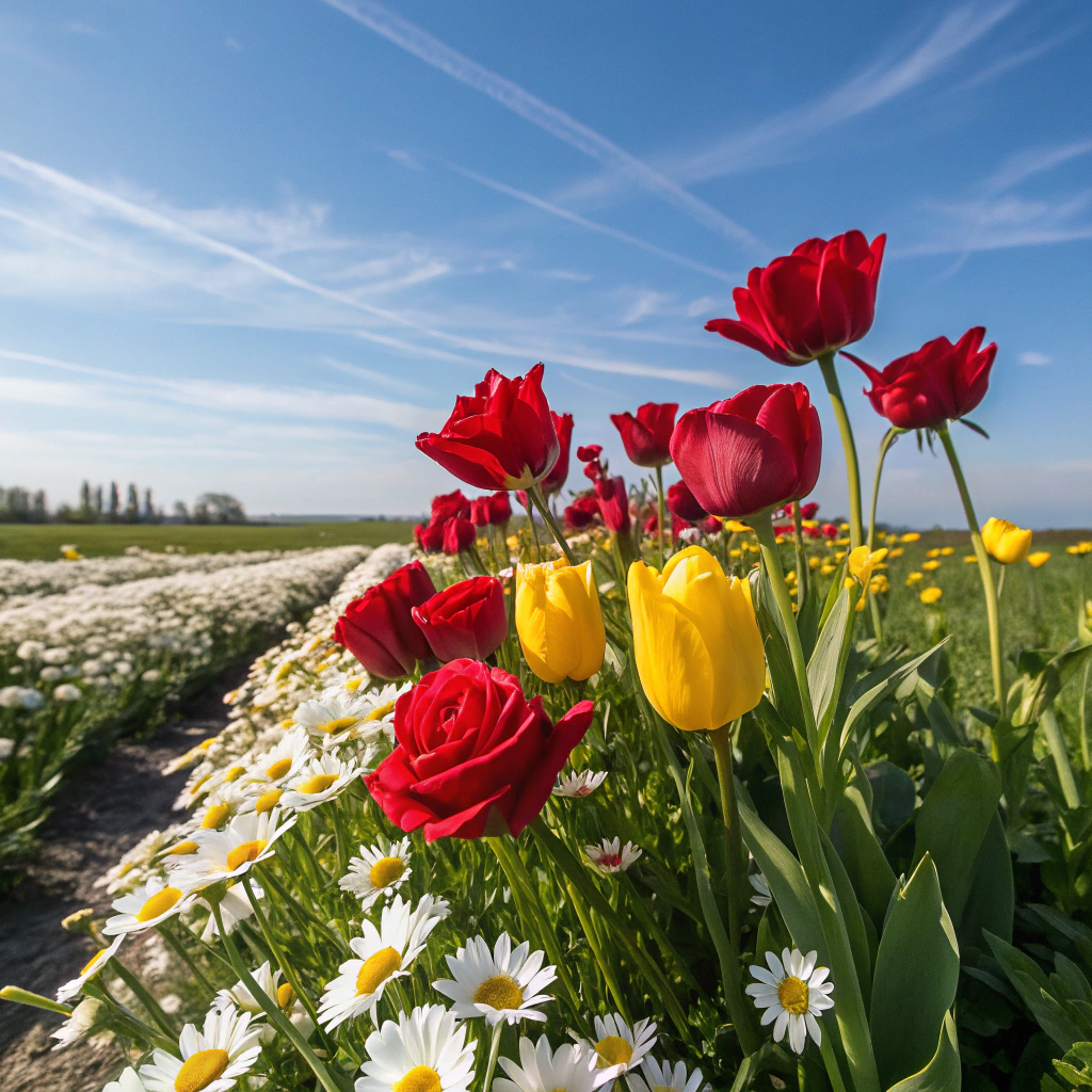 Fresh flowers blooming in Serine's garden